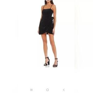 Gianni Bini Selena Little Black Dress Velvet tie belt Sz 0 witchy dress Hoco